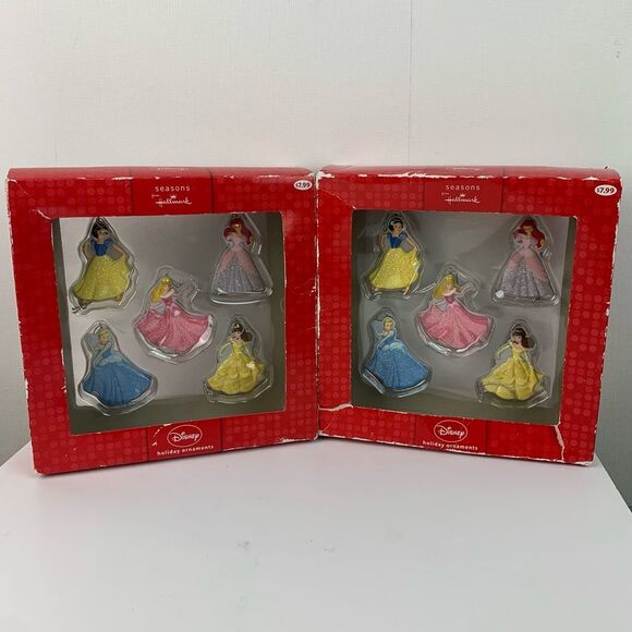 NIB Seasons from Hallmark Disney Princess Holiday Ornaments 2 Set of 5 NEW - Picture 1 of 15